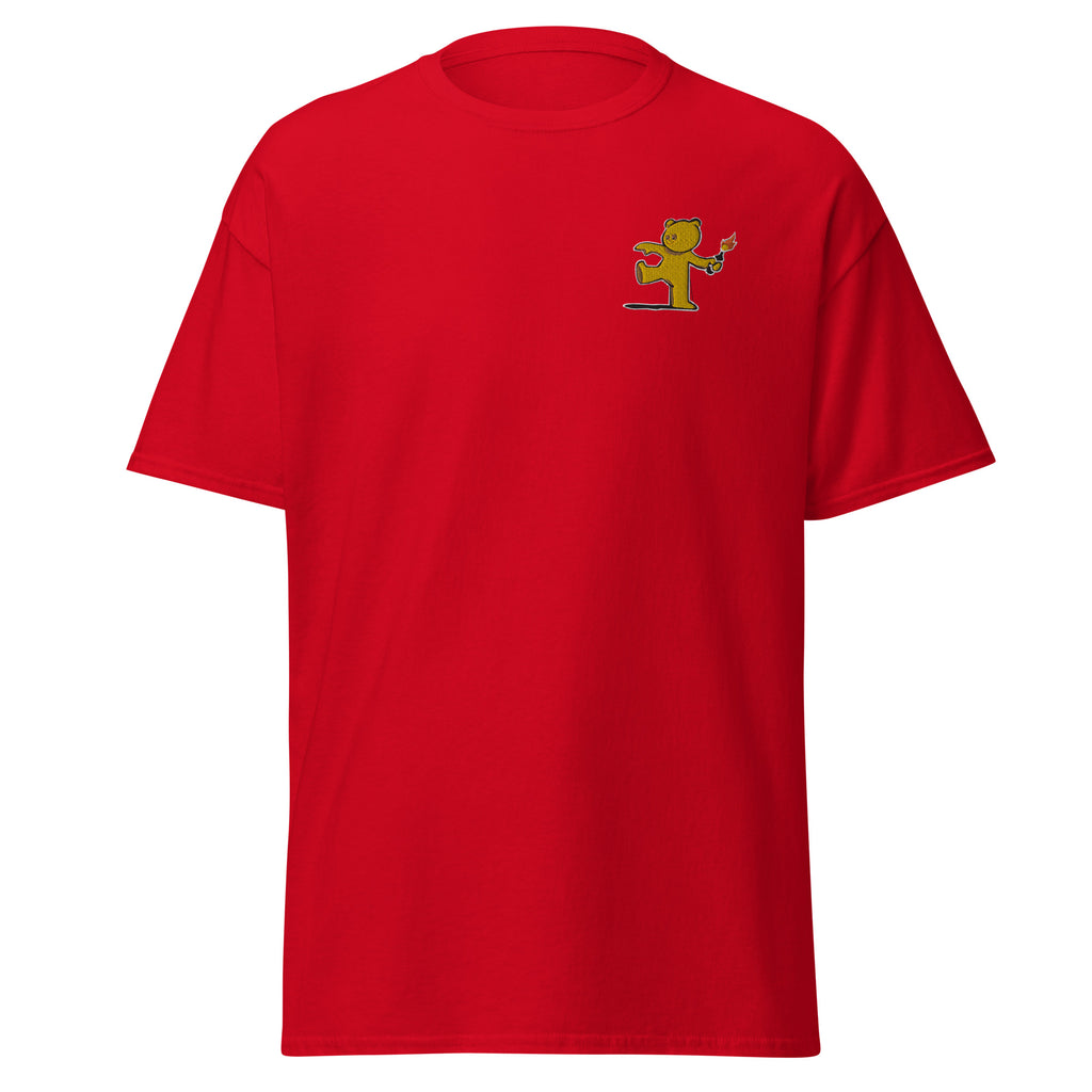 Embroidered Teddy Bear Bomber T shirt - Red