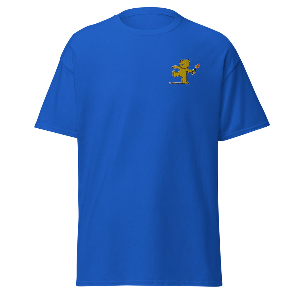 Embroidered Teddy Bear Bomber T shirt - Royal