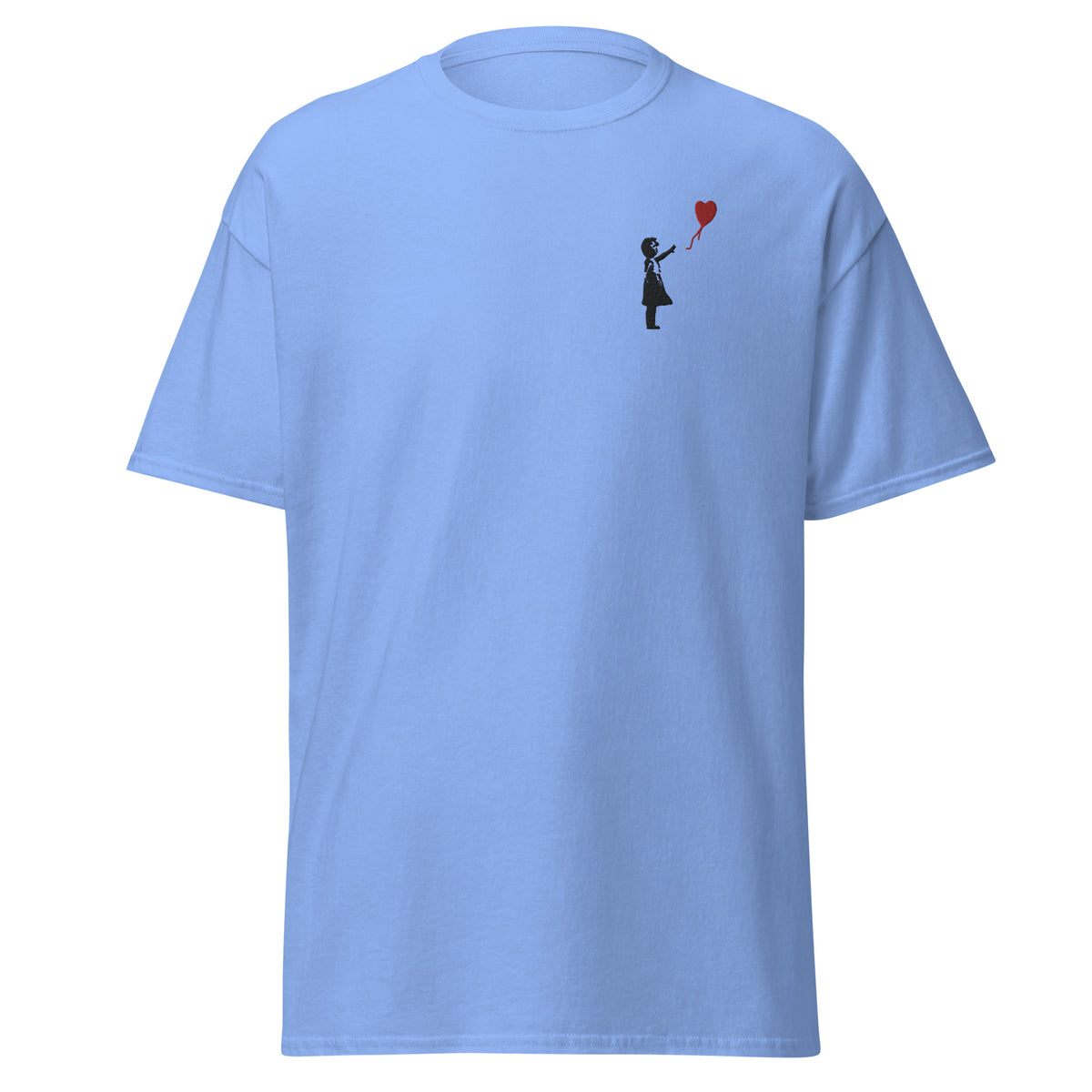 Embroidered Balloon girl T shirt - Carolina Blue