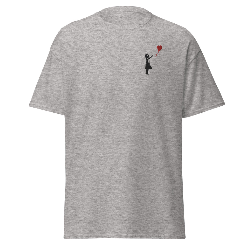 Embroidered Balloon girl T shirt - Sport Grey