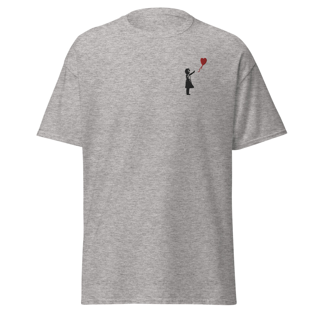Embroidered Balloon girl T shirt - Sport Grey