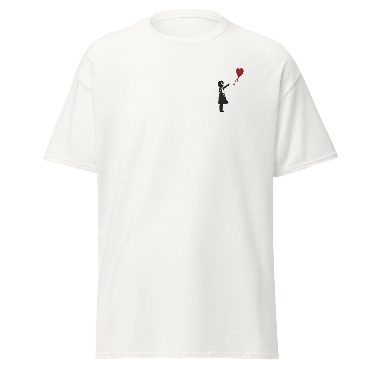 Embroidered Balloon girl T shirt - White