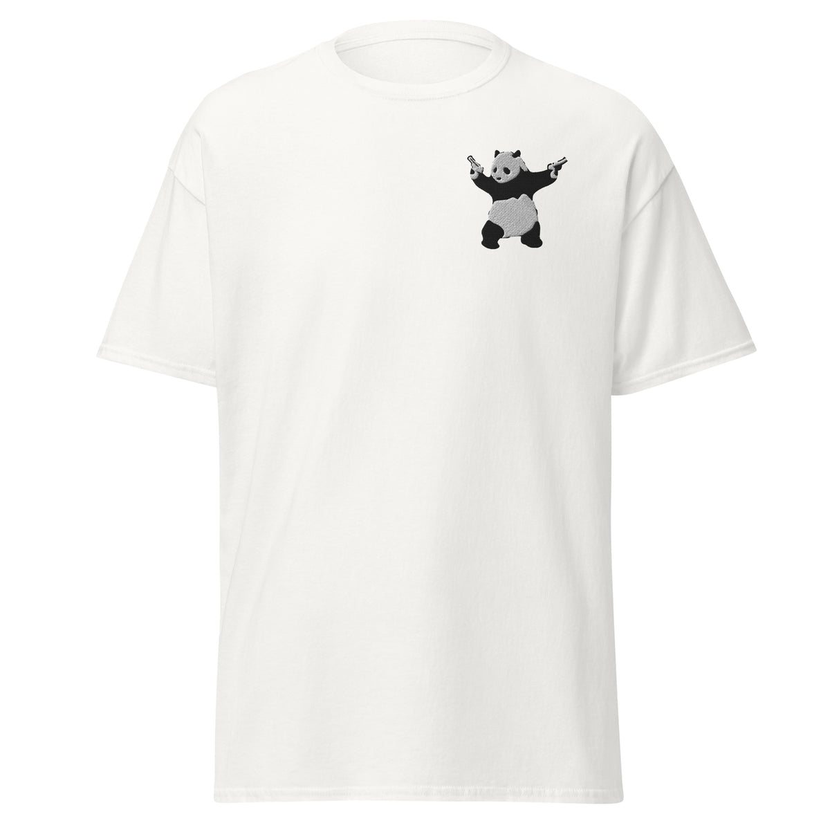 Embroidered Shooting Panda T shirt - White