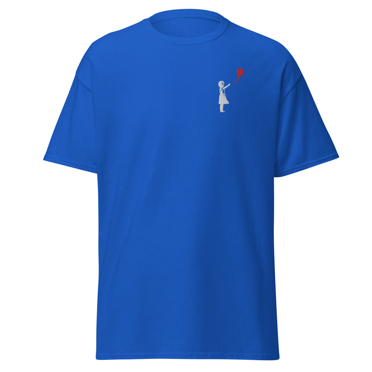 Embroidered White Balloon girl T shirt - Royal