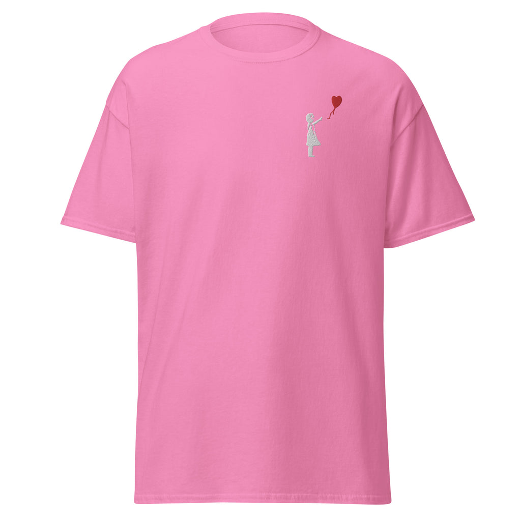 Embroidered White Balloon girl T shirt - Azalea