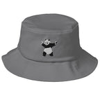 Embroidered Shooting Panda Bucket Hat - Grey