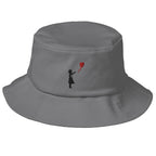 Embroidered Balloon girl Bucket Hat - Grey