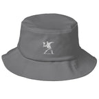 Embroidered White Flower Thrower Bucket Hat - Grey