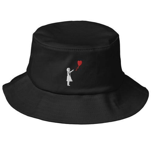 Embroidered White Balloon girl Bucket Hat