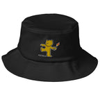 Embroidered Teddy Bear Bomber Bucket Hat - Black