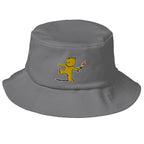 Embroidered Teddy Bear Bomber Bucket Hat - Grey