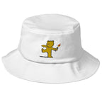Embroidered Teddy Bear Bomber Bucket Hat - White