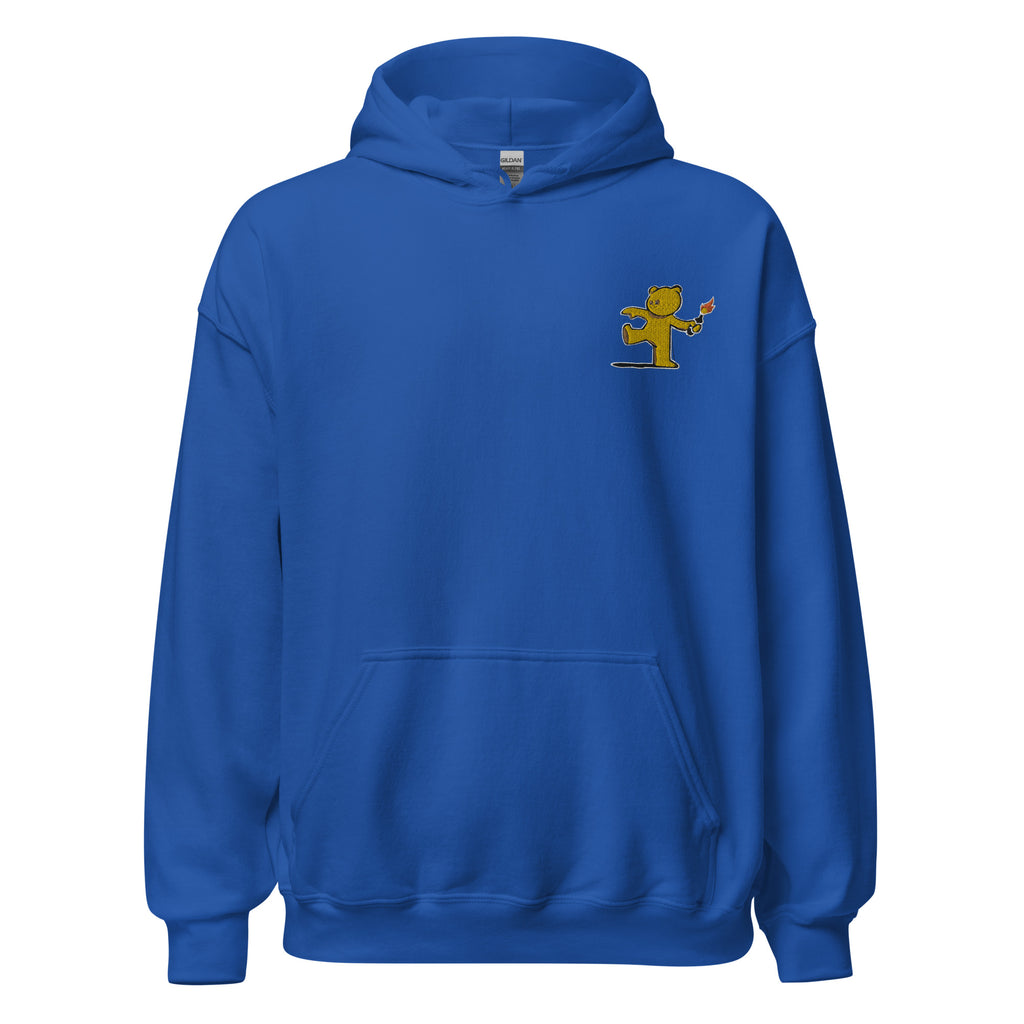 Embroidered Teddy Bear Bomber Hoodie - Royal
