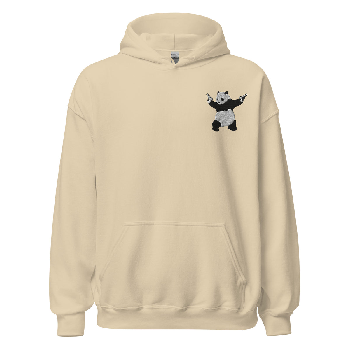 Embroidered Shooting Panda Hoodie - Sand
