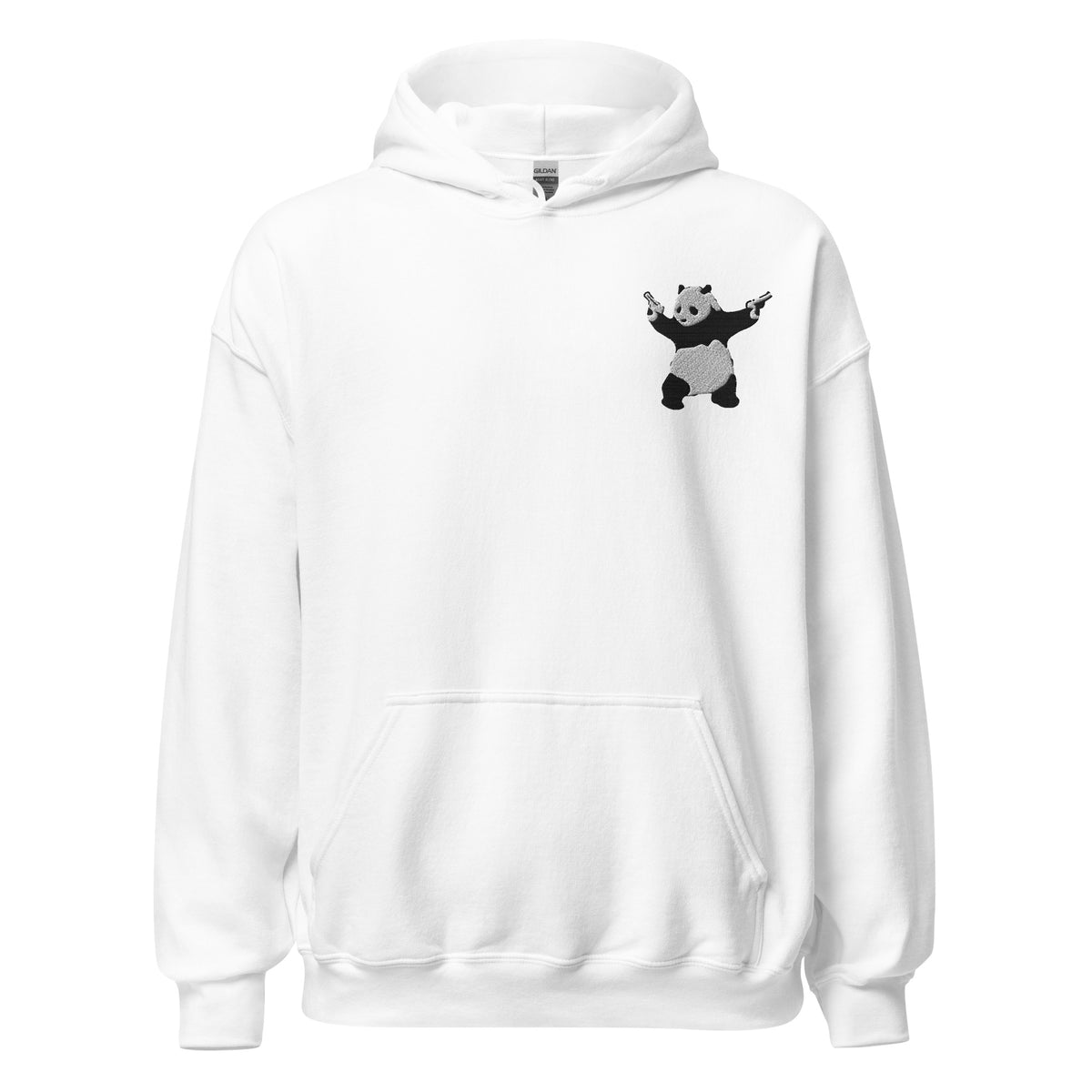 Embroidered Shooting Panda Hoodie - White