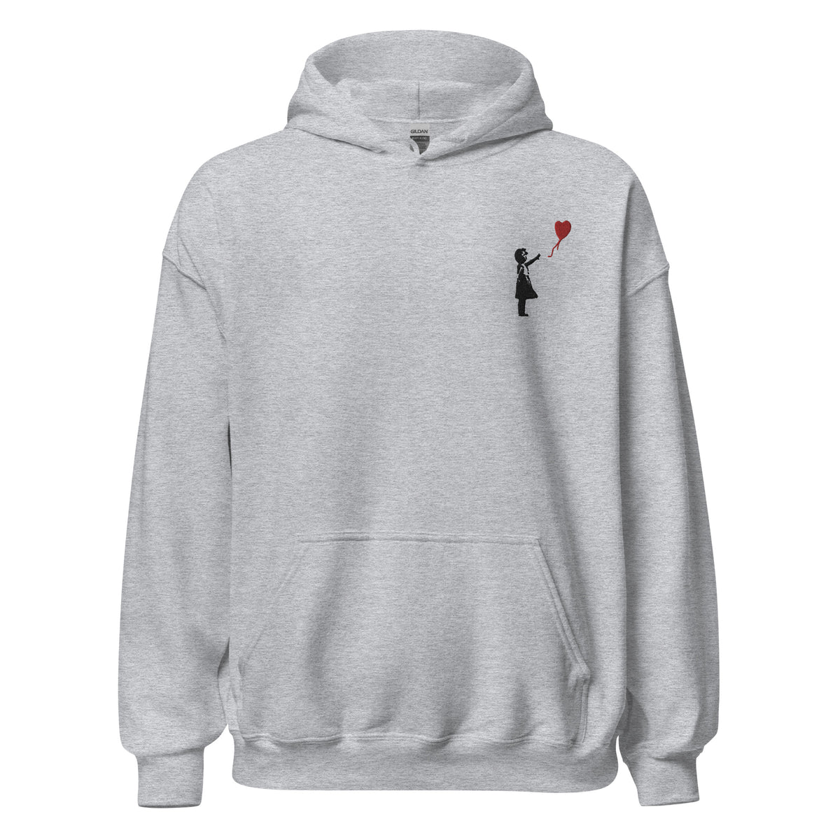Embroidered Balloon girl Hoodie - Sport Grey