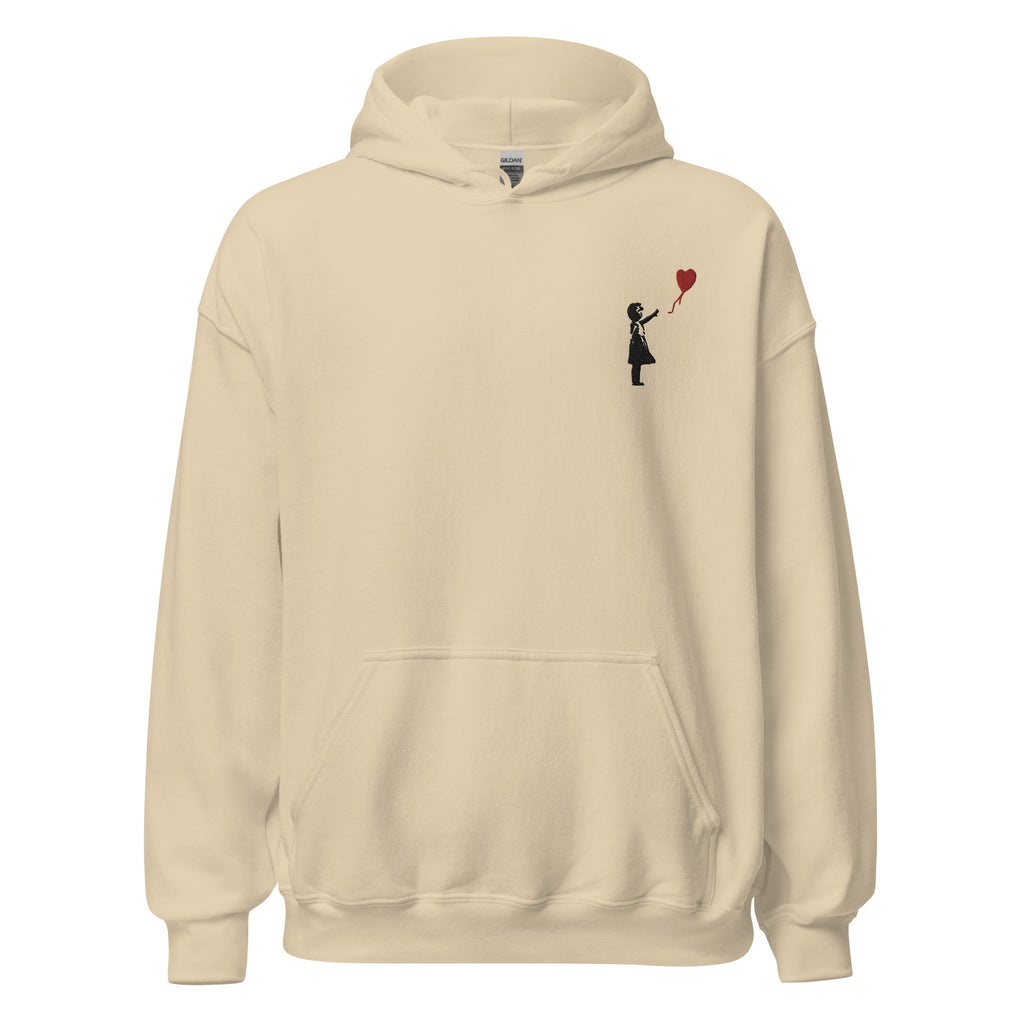 Embroidered Balloon girl Hoodie - Sand