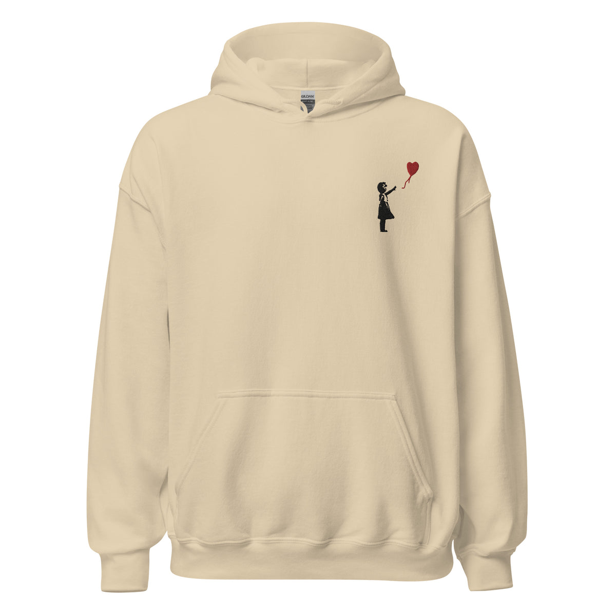 Embroidered Balloon girl Hoodie - Sand