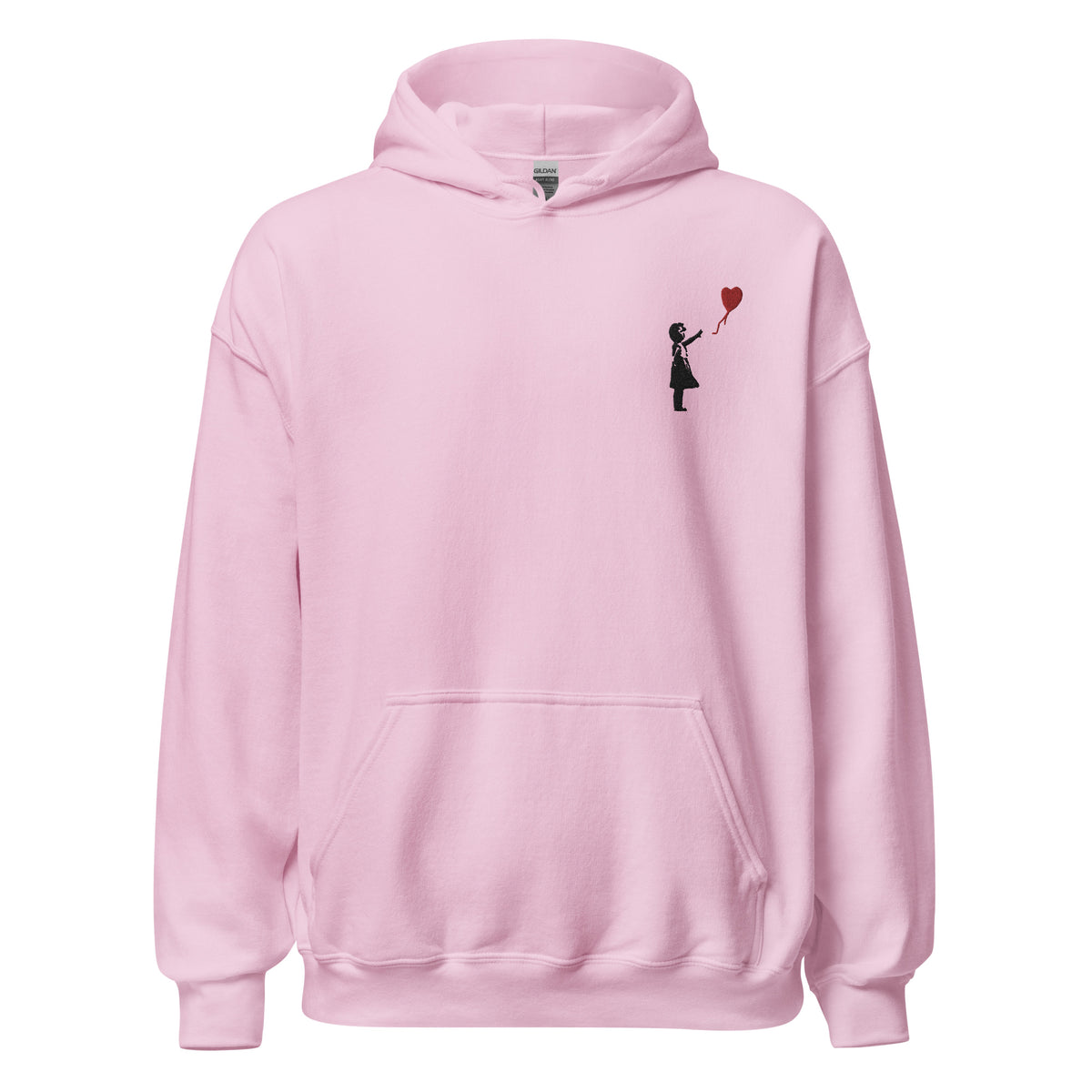 Embroidered Balloon girl Hoodie - Light Pink