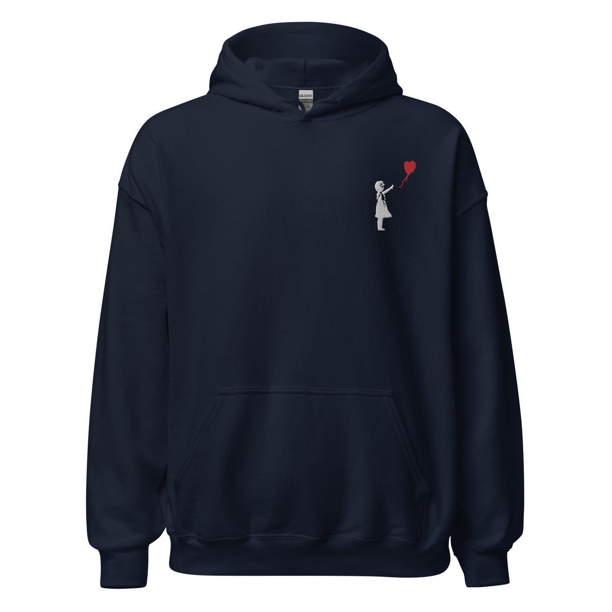Embroidered White Balloon girl - Navy