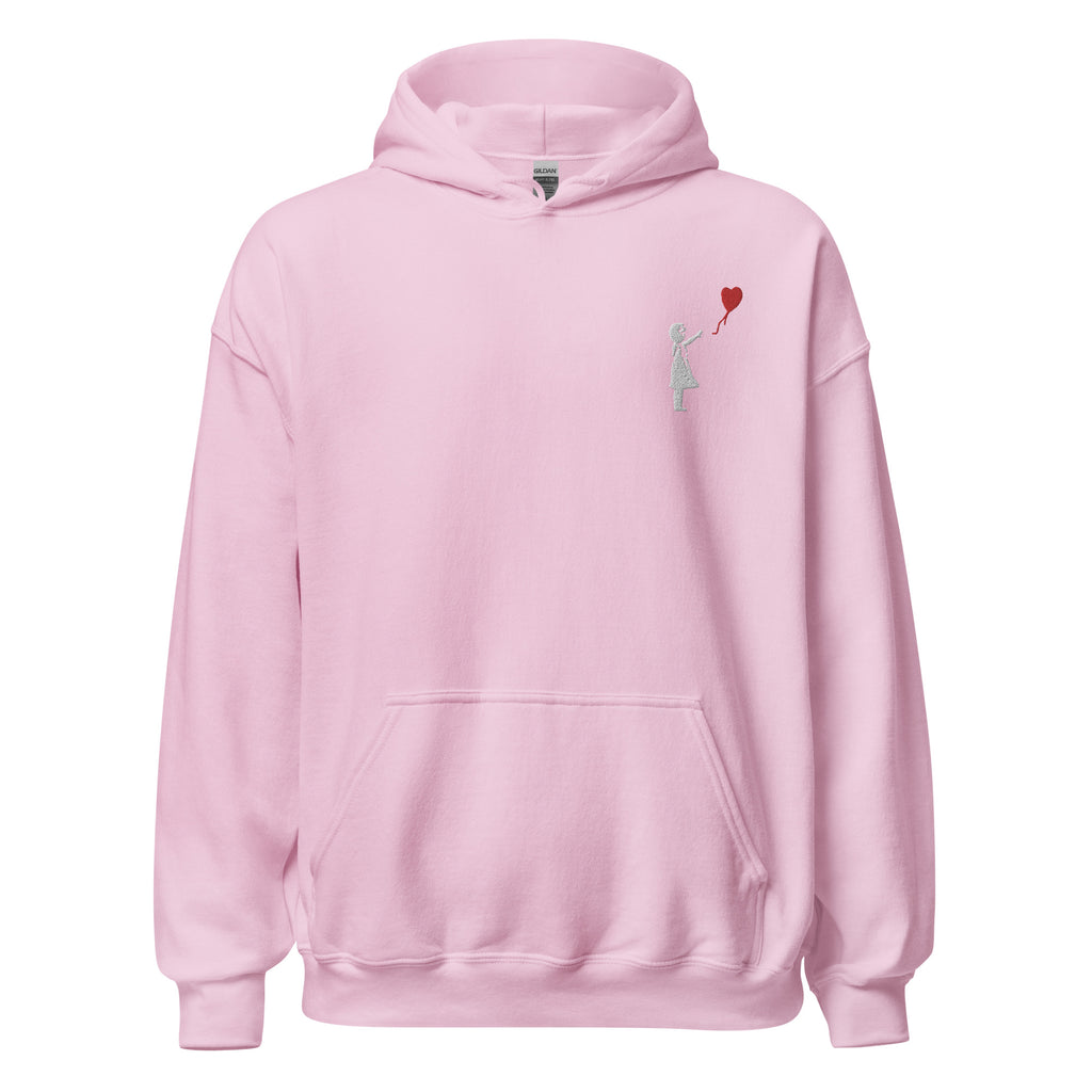 Embroidered White Balloon girl - Light Pink