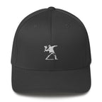 Embroidered White Flower Thrower Baseball Cap - Dark Grey