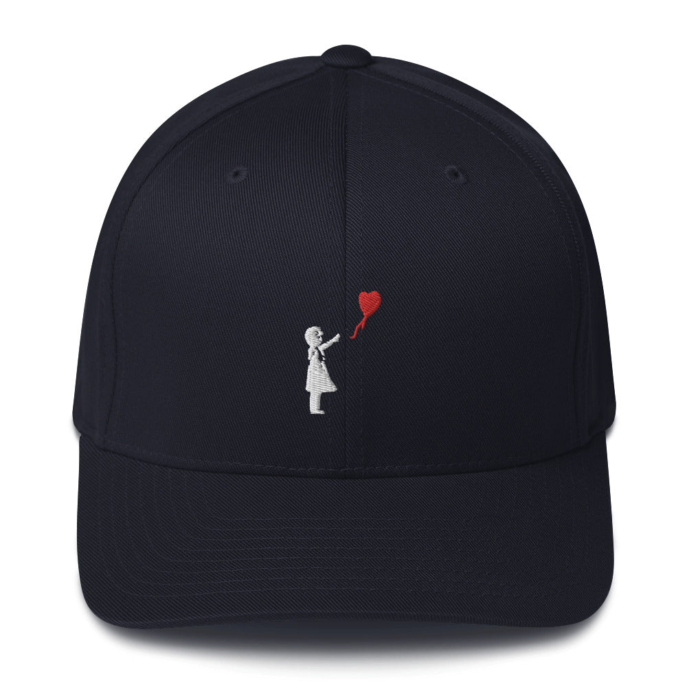 Embroidered White Balloon girl Baseball Cap - Dark Navy