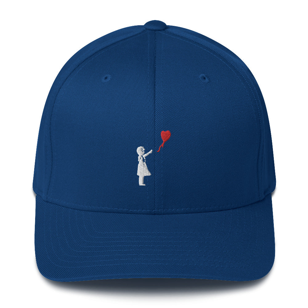 Embroidered White Balloon girl Baseball Cap - Royal Blue