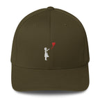 Embroidered White Balloon girl Baseball Cap - Olive