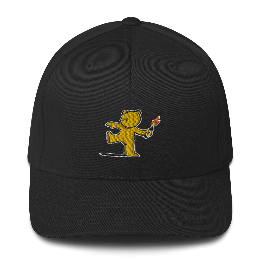 Embroidered Teddy Bear Bomber Baseball cap - Black