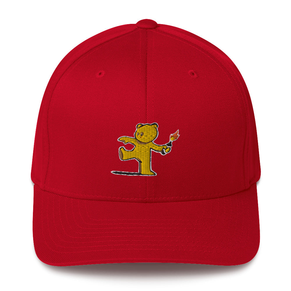 Embroidered Teddy Bear Bomber Baseball cap - Red