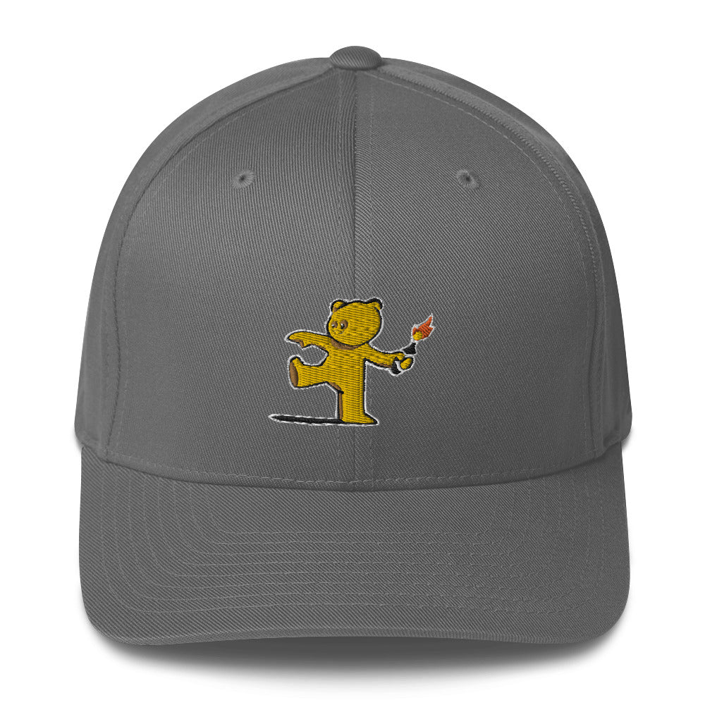 Embroidered Teddy Bear Bomber Baseball cap - Grey