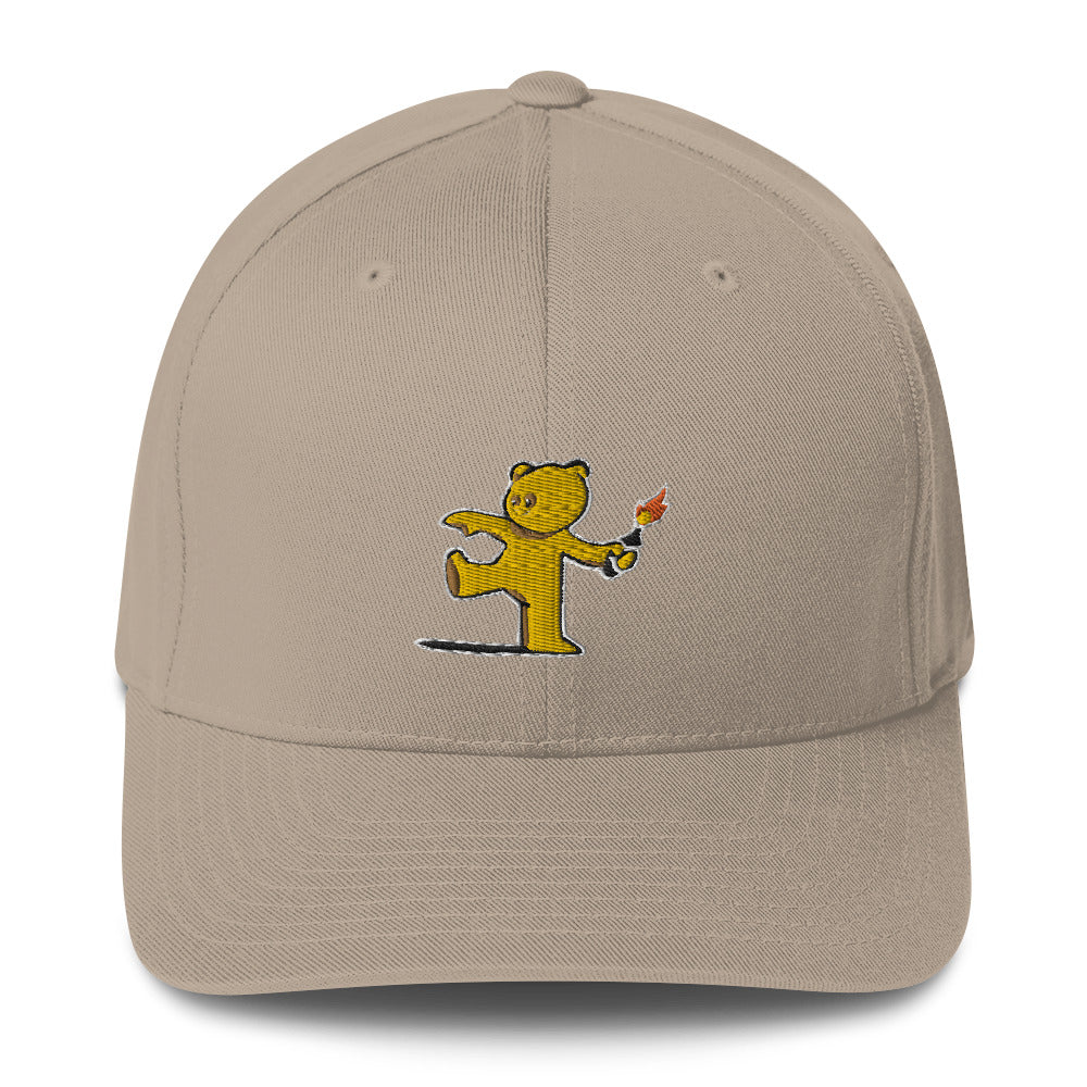 Embroidered Teddy Bear Bomber Baseball cap - Khaki