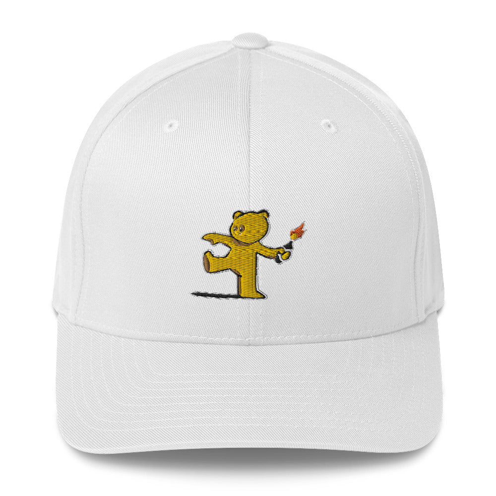 Embroidered Teddy Bear Bomber Baseball cap - White