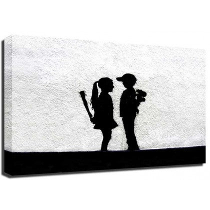 Banksy Canvas Print - Boy Meets Girl