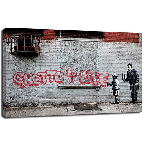 Banksy Canvas Print - Ghetto 4 life