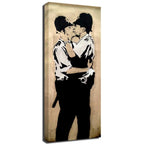 Banksy Canvas Print - Kissing Coppers Men