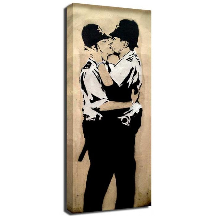 Banksy Canvas Print - Kissing Coppers Men
