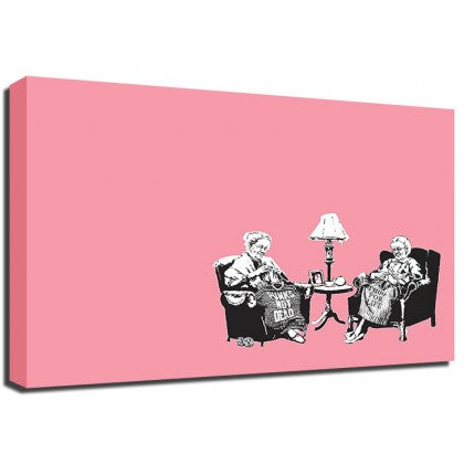 Banksy Canvas Print - Knitting Grannies