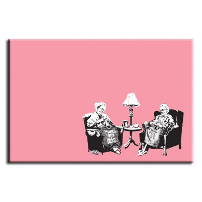 Banksy Canvas Print - Knitting Grannies
