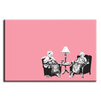 Banksy Canvas Print - Knitting Grannies