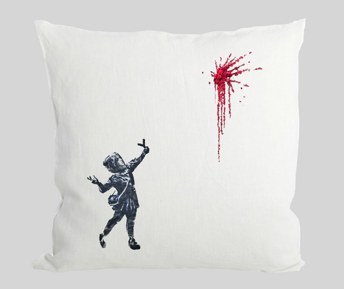 Girl Slingshot Flowers Cushion