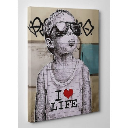 Banksy Canvas Print - I Love Life Boy