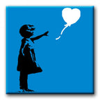 Square Banksy Canvas Print - Blue