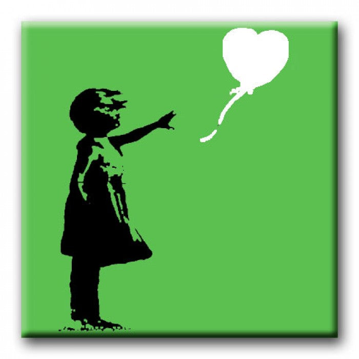 Square Banksy Canvas Print - Green