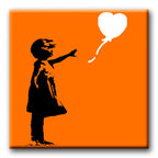 Square Banksy Canvas Print - Orange
