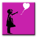 Square Banksy Canvas Print - Purple