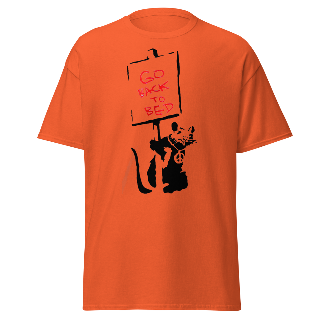 Banksy Go Back To Bed T Shirts - Orange