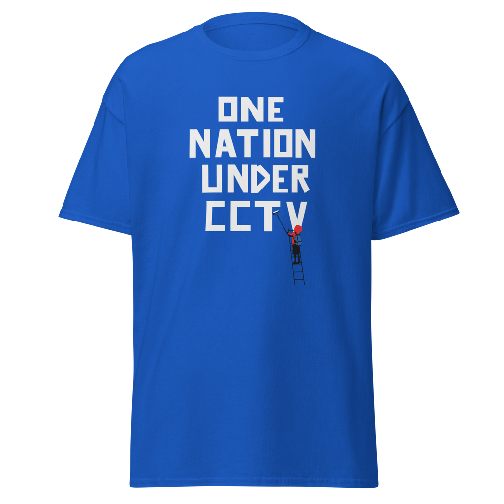 Banksy One Nation Under CCTV T Shirts - Royal Blue
