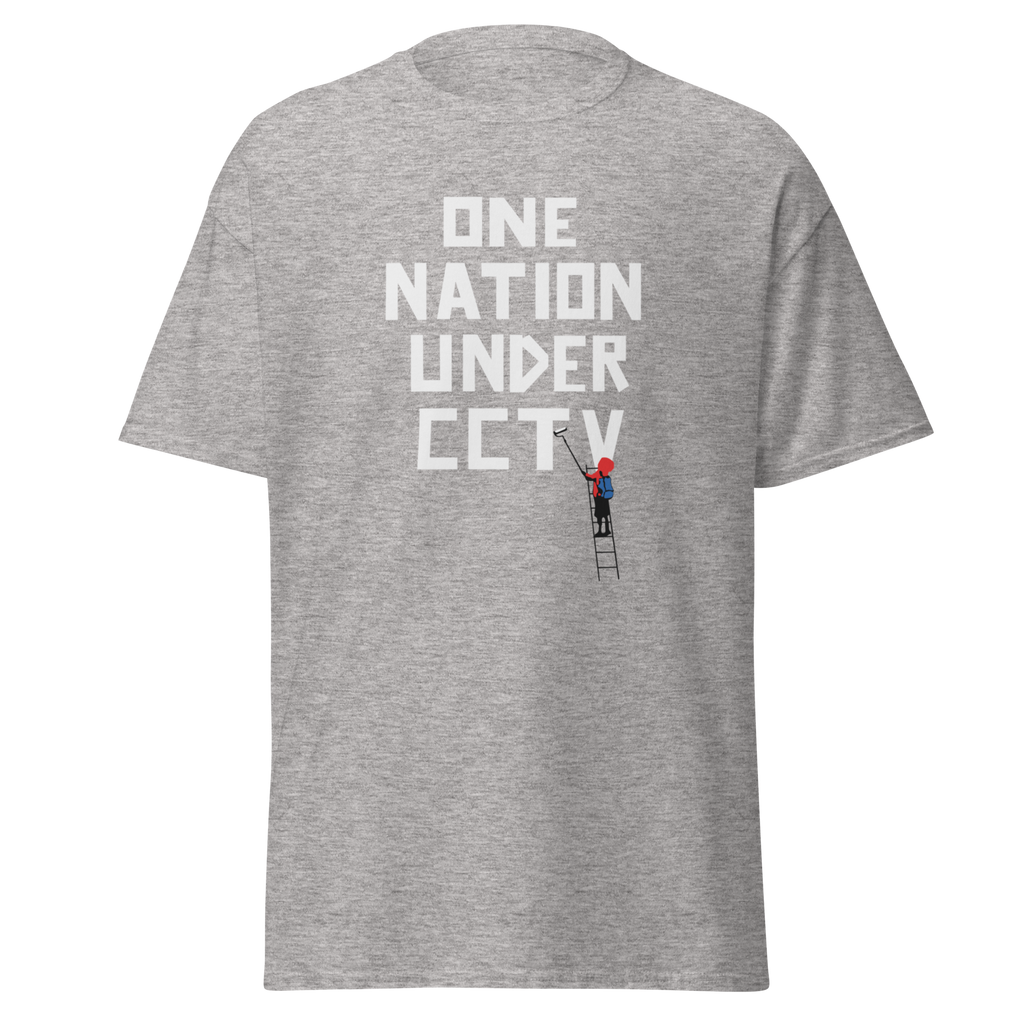 Banksy One Nation Under CCTV T Shirts - Sport Grey
